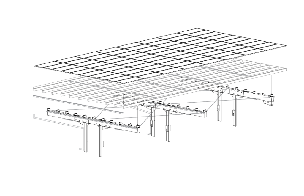 Skelettrendering - PV Carport Talis Double