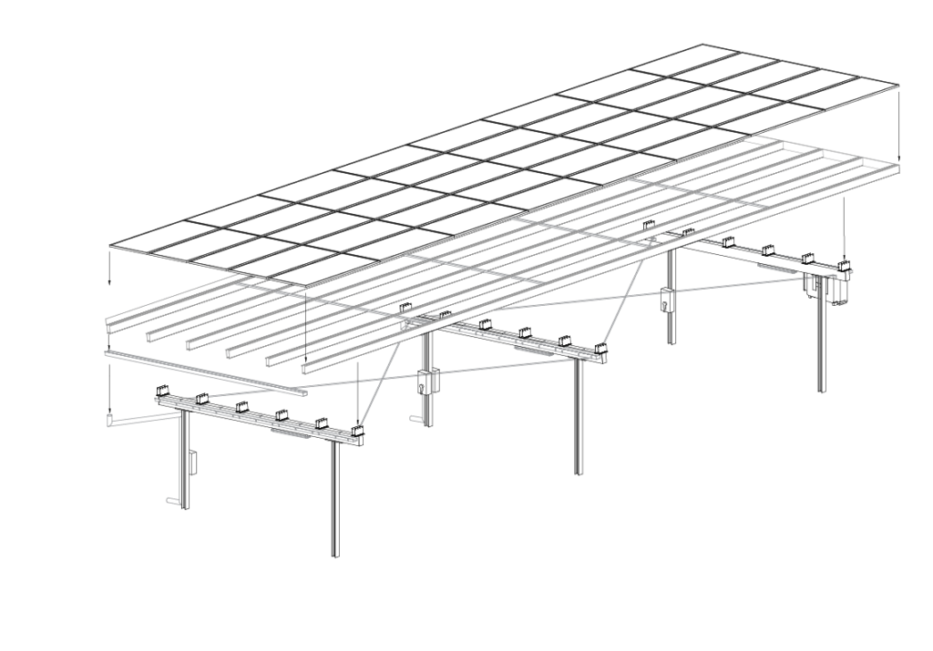 Skelettrendering - PV Carport Ida Single