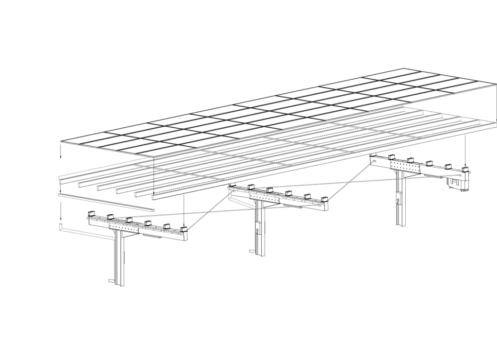 Skelettrendering - PV Carport Talis Single